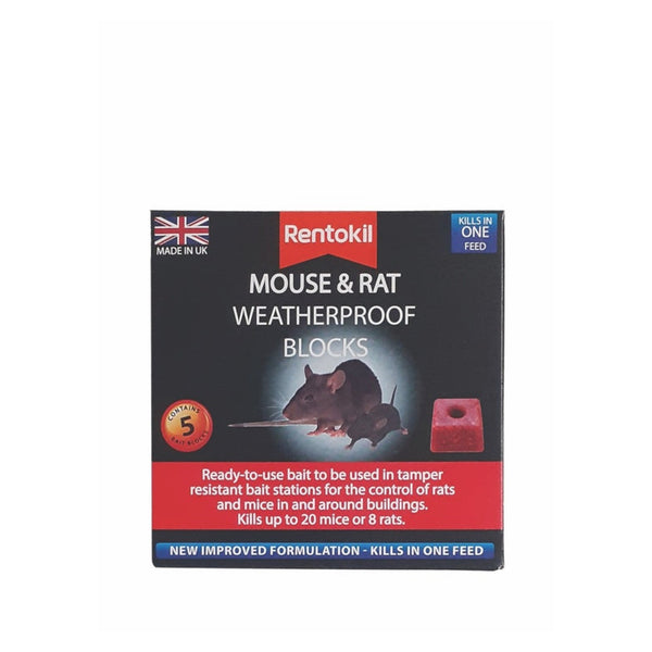 Rentokil mouse and rat weatherproof bait blocks, pack of 5