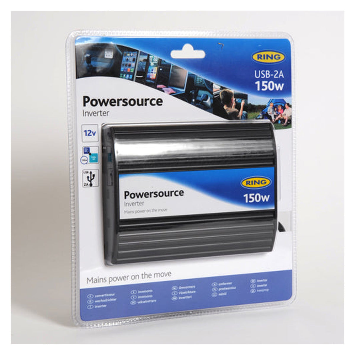 Ring 150W 12V DC to 230V AC inverter with USB socket