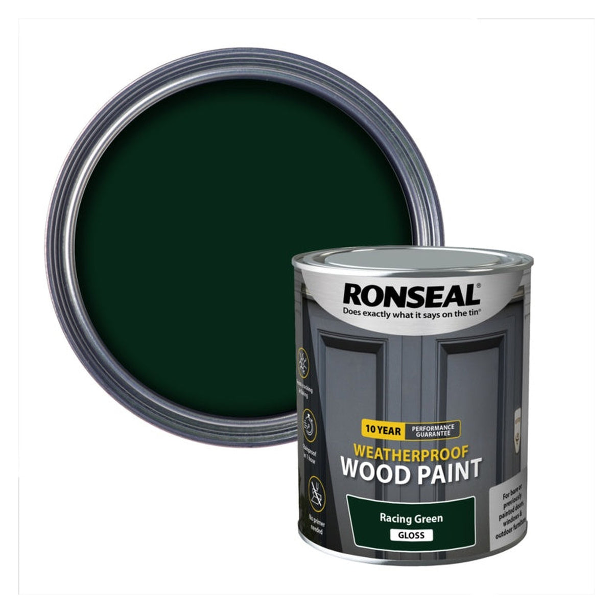 Ronseal 10 Year Weatherproof Gloss Wood Paint 750ml in Racing Green