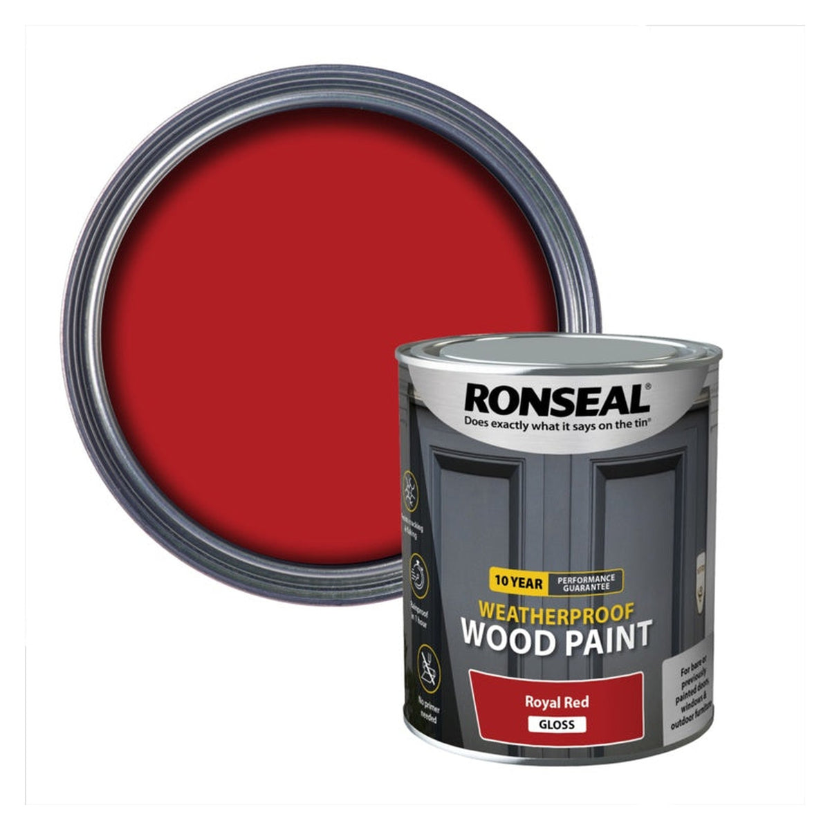 Ronseal 10 Year Weatherproof Gloss Wood Paint Royal Red 750ml