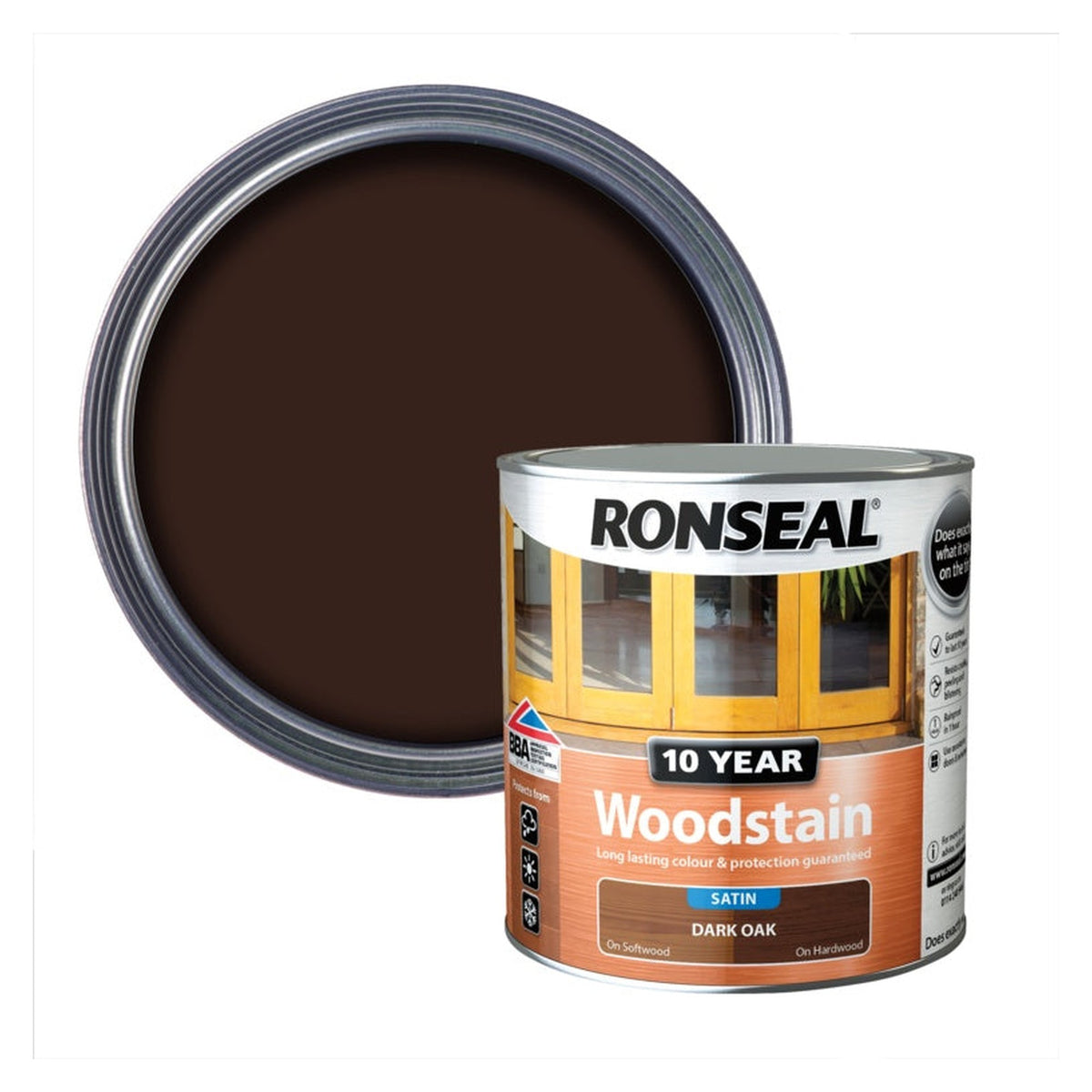 Ronseal 10 Year Woodstain Satin Dark Oak 2.5L