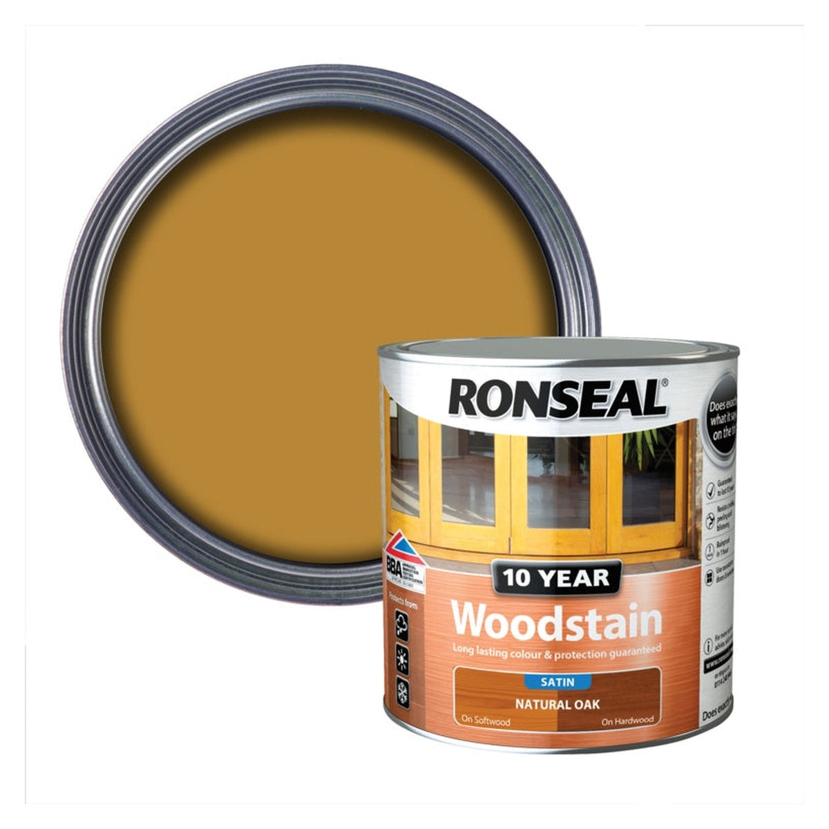 Ronseal 10 Year Woodstain Satin Natural Oak 2.5L tin