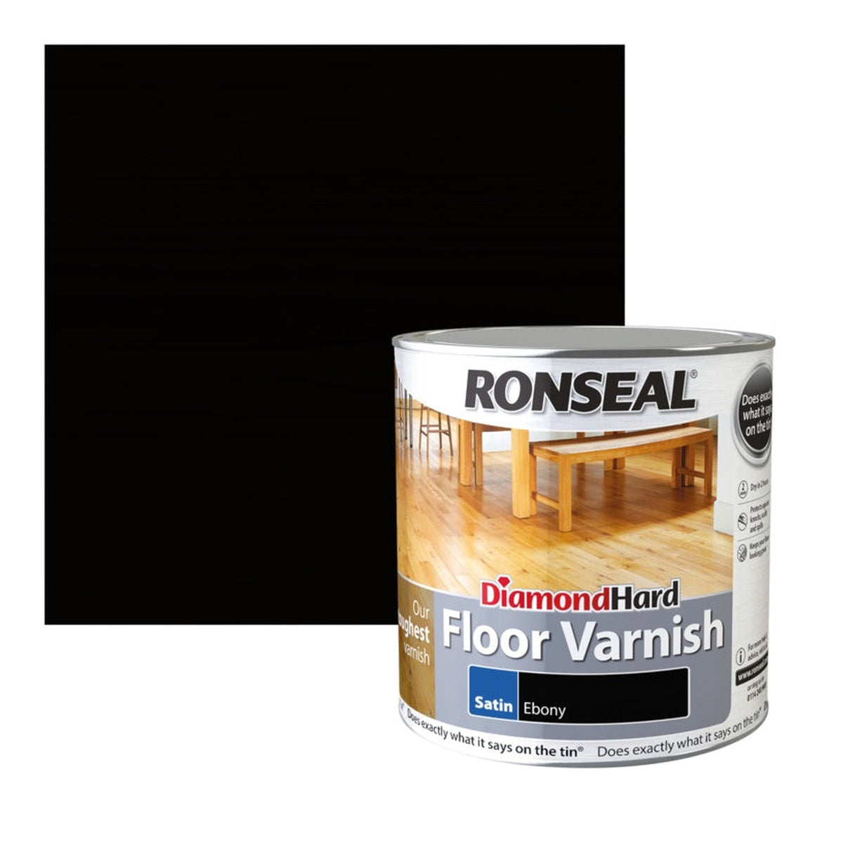 Ronseal Diamond Hard Floor Varnish Satin Ebony 2.5L