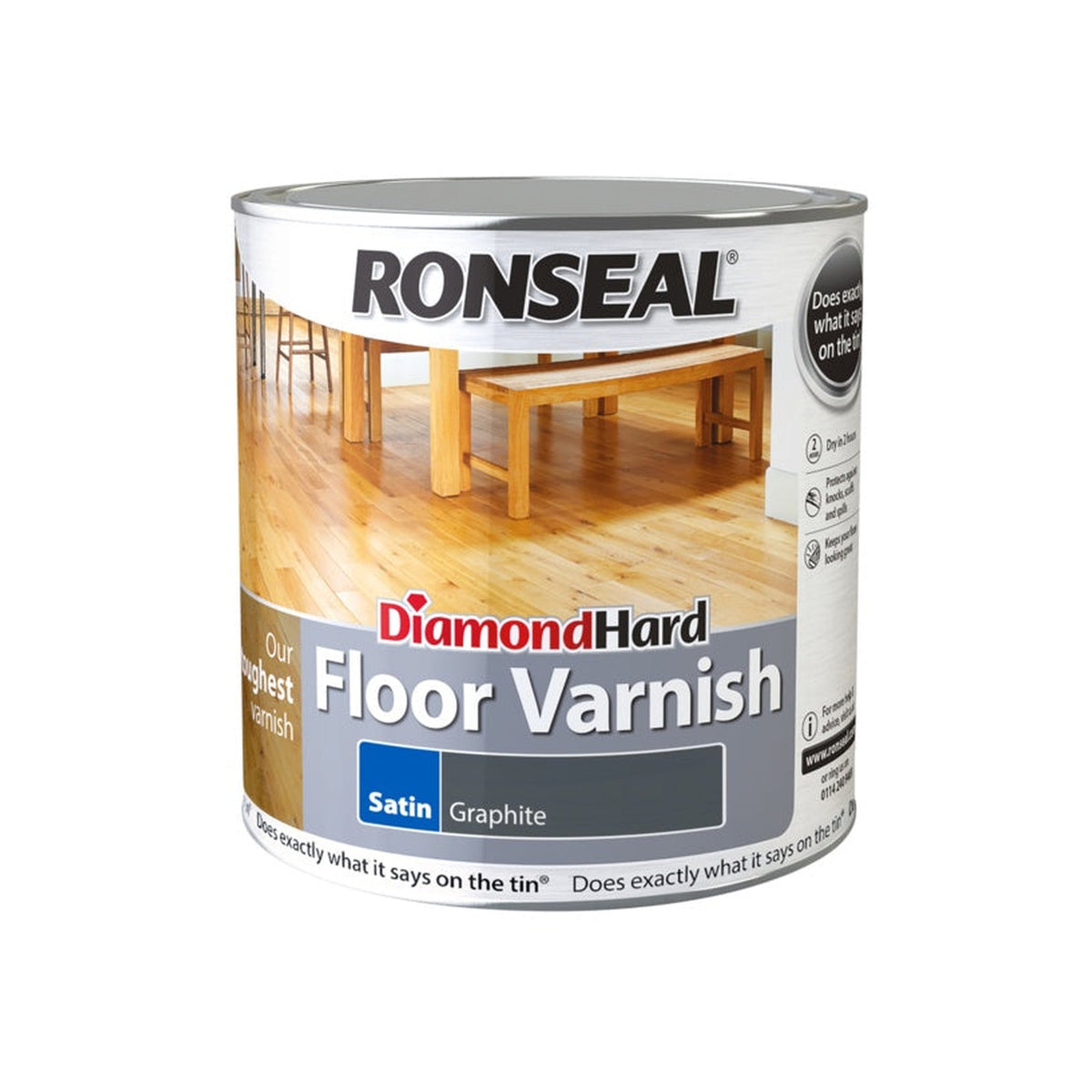 Ronseal Diamond Hard Floor Varnish satin graphite 2.5L, view 2