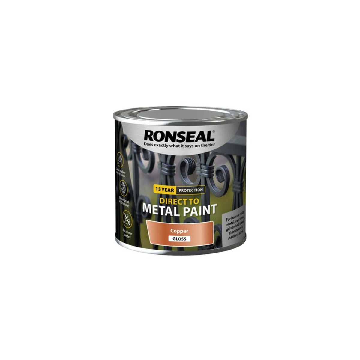 Ronseal Direct to Metal Paint 250ml in copper satin, view 4