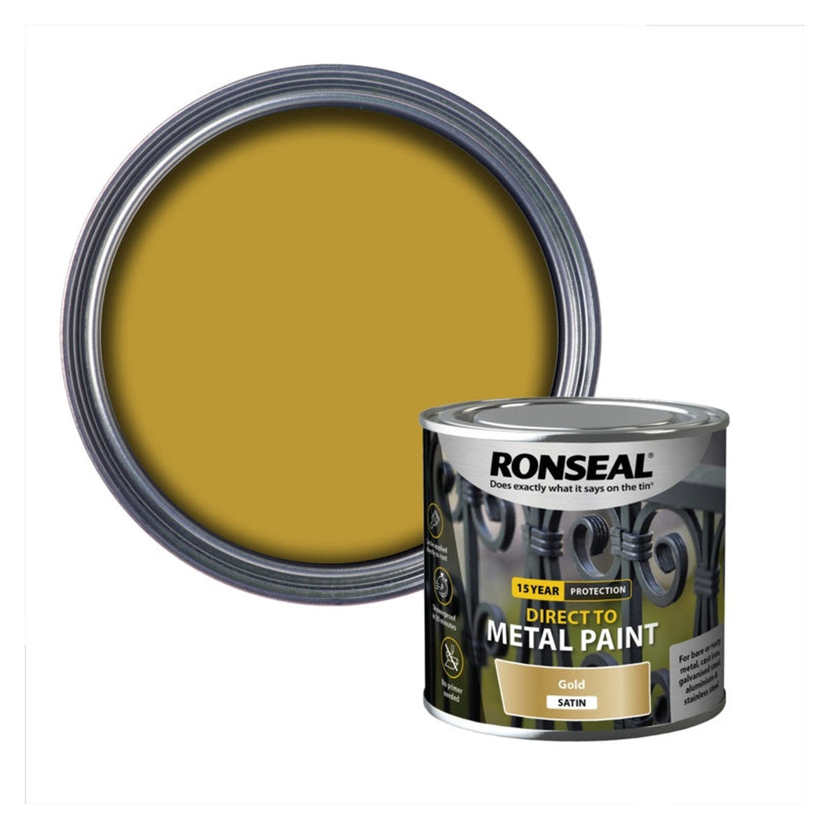 Ronseal Direct to Metal Paint 250ml in Gold Satin