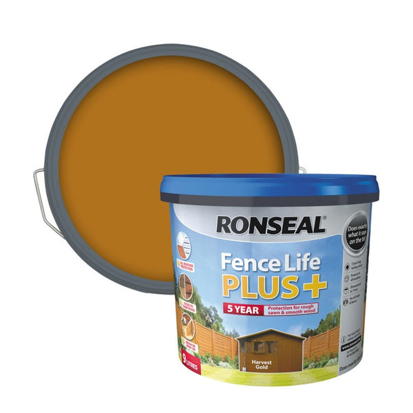 Ronseal Fence Life Plus Harvest Gold 9L tub