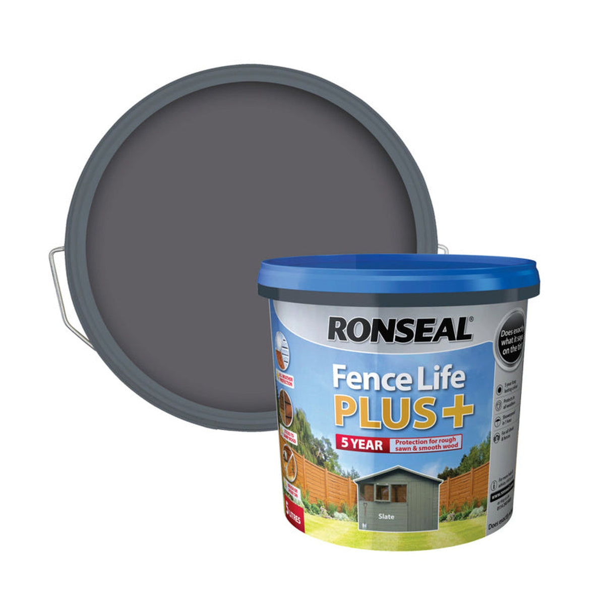 Ronseal Fence Life Plus 5L tin in Slate