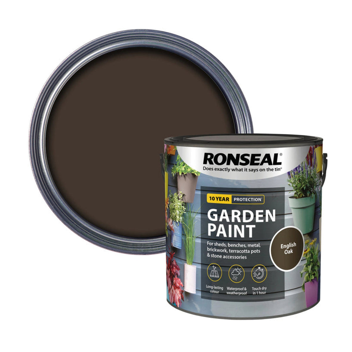 Ronseal Garden Paint 2.5L tin in English Oak