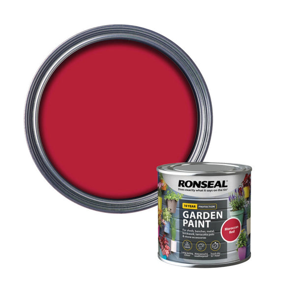 Ronseal Garden Paint 250ml tin in Moroccan Red