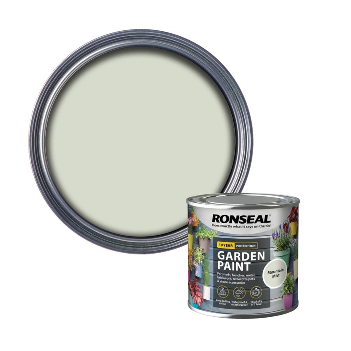 Ronseal Garden Paint 250ml tin in Mountain Mist