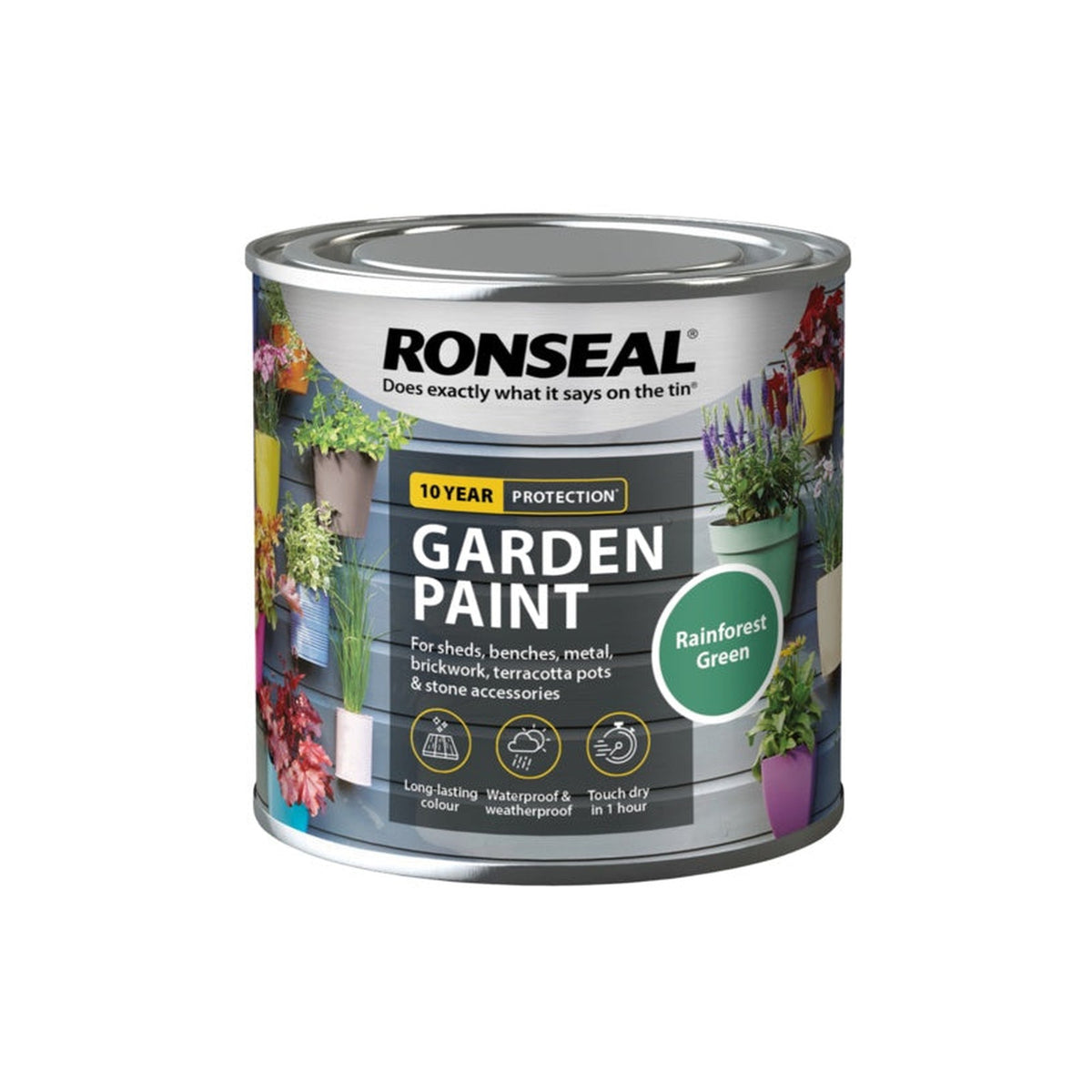 Ronseal Garden Paint 250ml tin in Rainforest Green, view 4