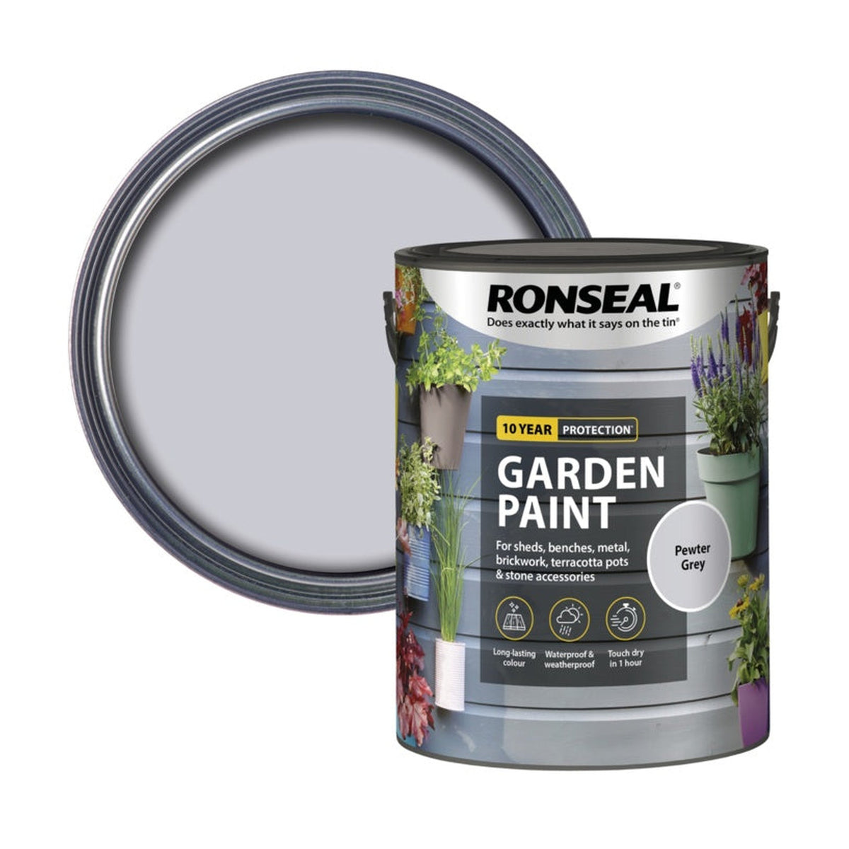 Ronseal Garden Paint 5L tin in Pewter Grey