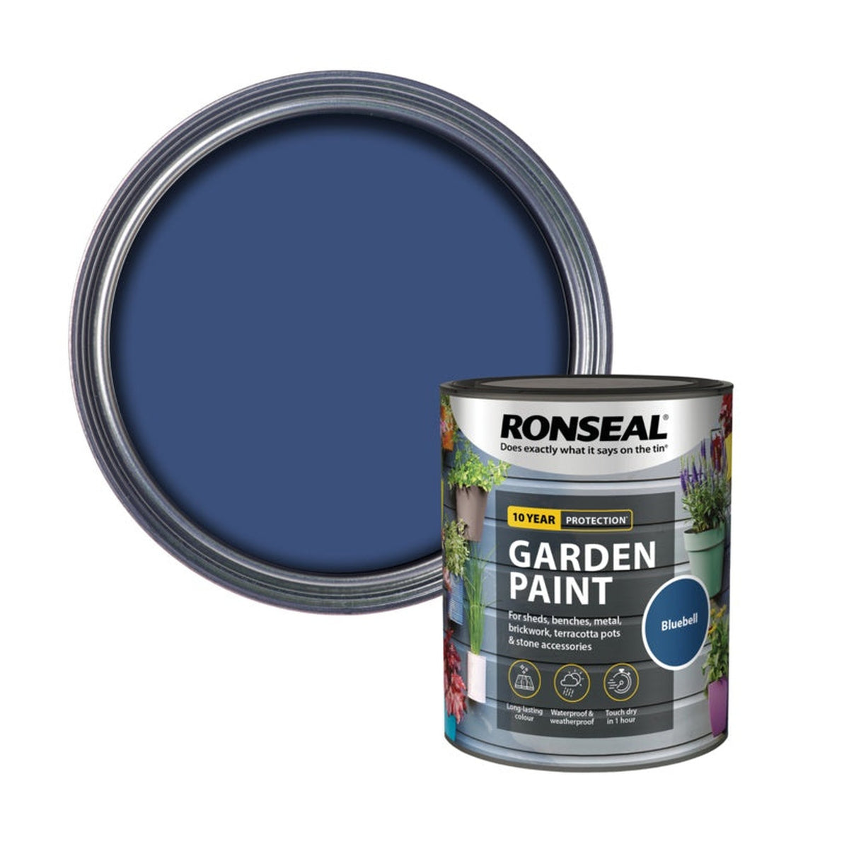 Ronseal Garden Paint 750ml tin in Bluebell