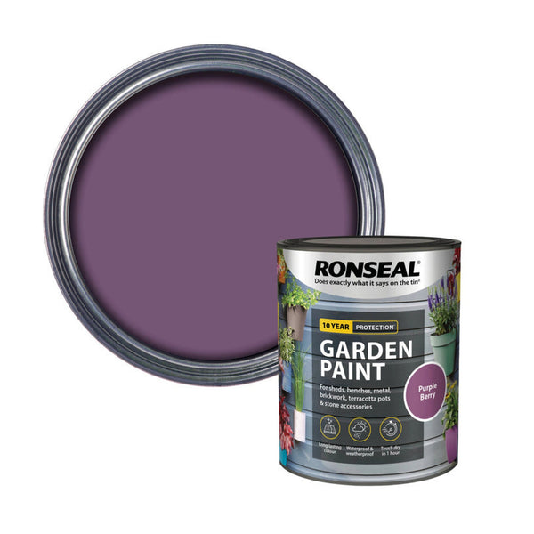 Ronseal Garden Paint 750ml tin in Purple Berry