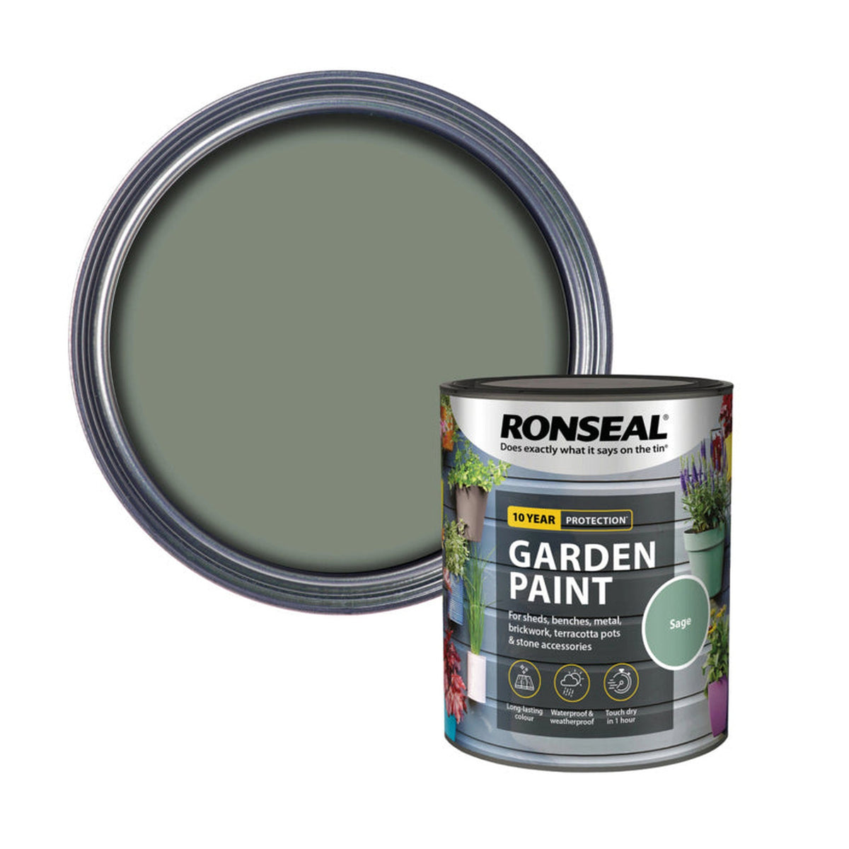 Ronseal Garden Paint 750ml tin in Sage
