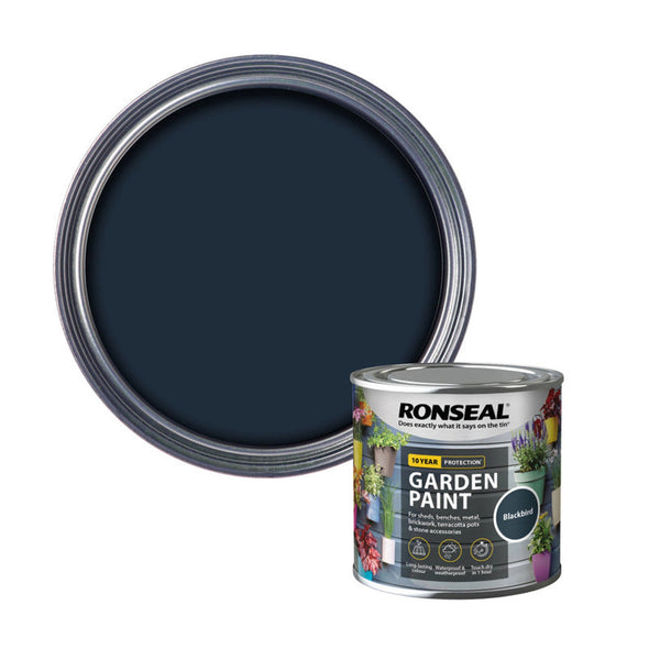 Ronseal Garden Paint 250ml tin in Blackbird