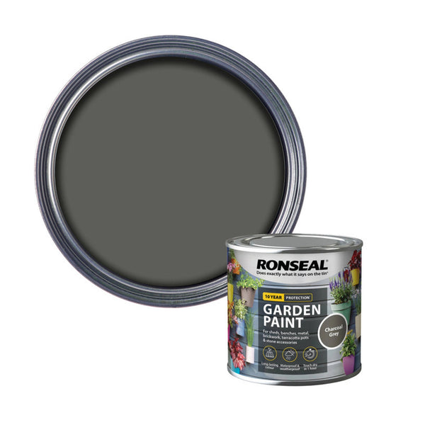 Ronseal Garden Paint 250ml tin in Charcoal Grey