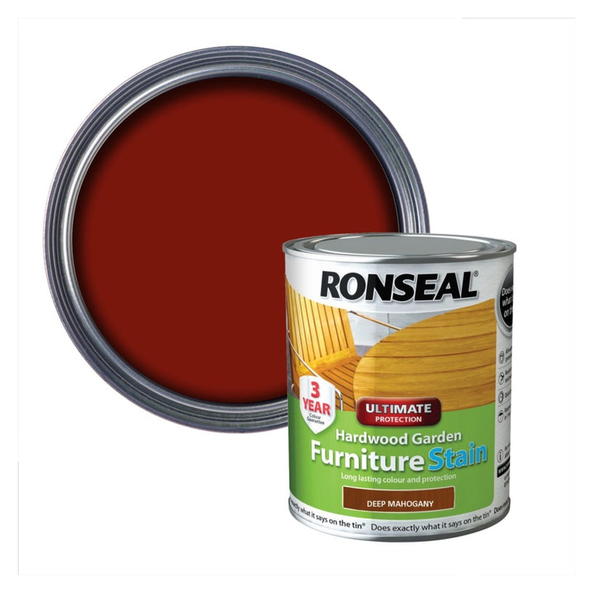Ronseal Hardwood Furniture Stain 750ml in Deep Mahogany