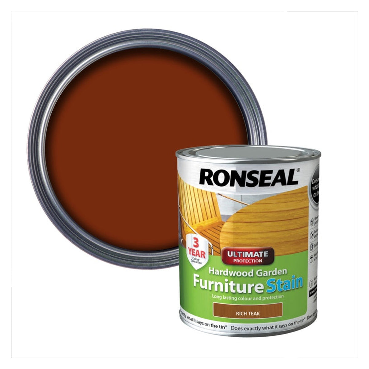 Ronseal Hardwood Furniture Stain 750ml in Rich Teak