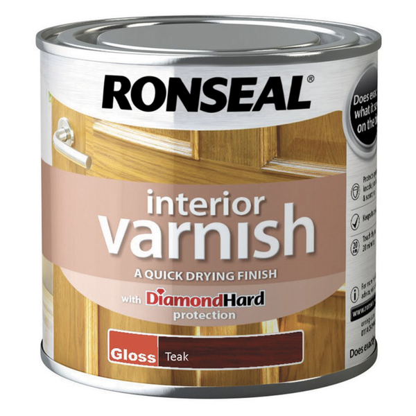 Ronseal Interior Varnish Gloss Teak 250ml tin