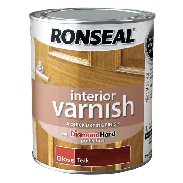 Ronseal Interior Varnish Gloss Teak 750ml tin