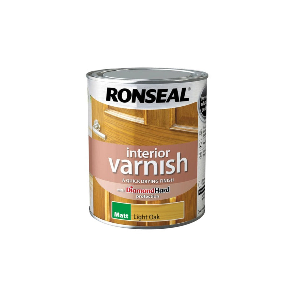 Ronseal Interior Varnish Matt 750ml tin in Light Oak, view 3