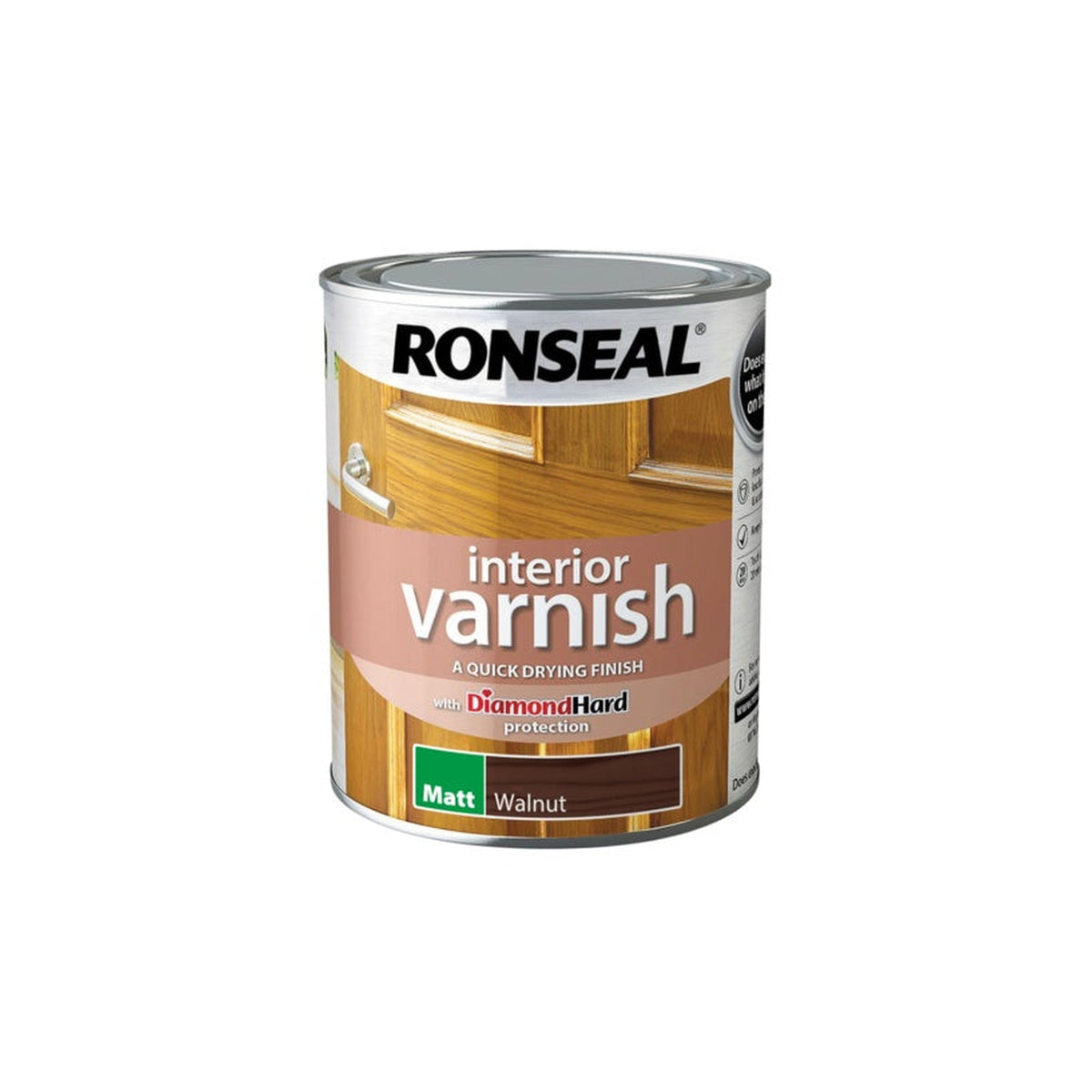 Ronseal Interior Varnish Matt Walnut 750ml tin, view 3