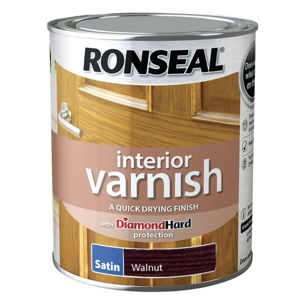 Ronseal Interior Varnish satin 750ml tin in Walnut