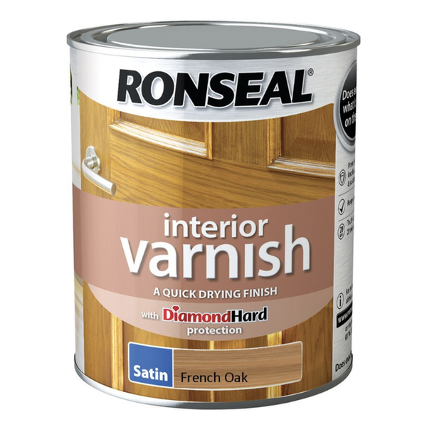 Ronseal Interior Varnish Satin French Oak 750ml tin