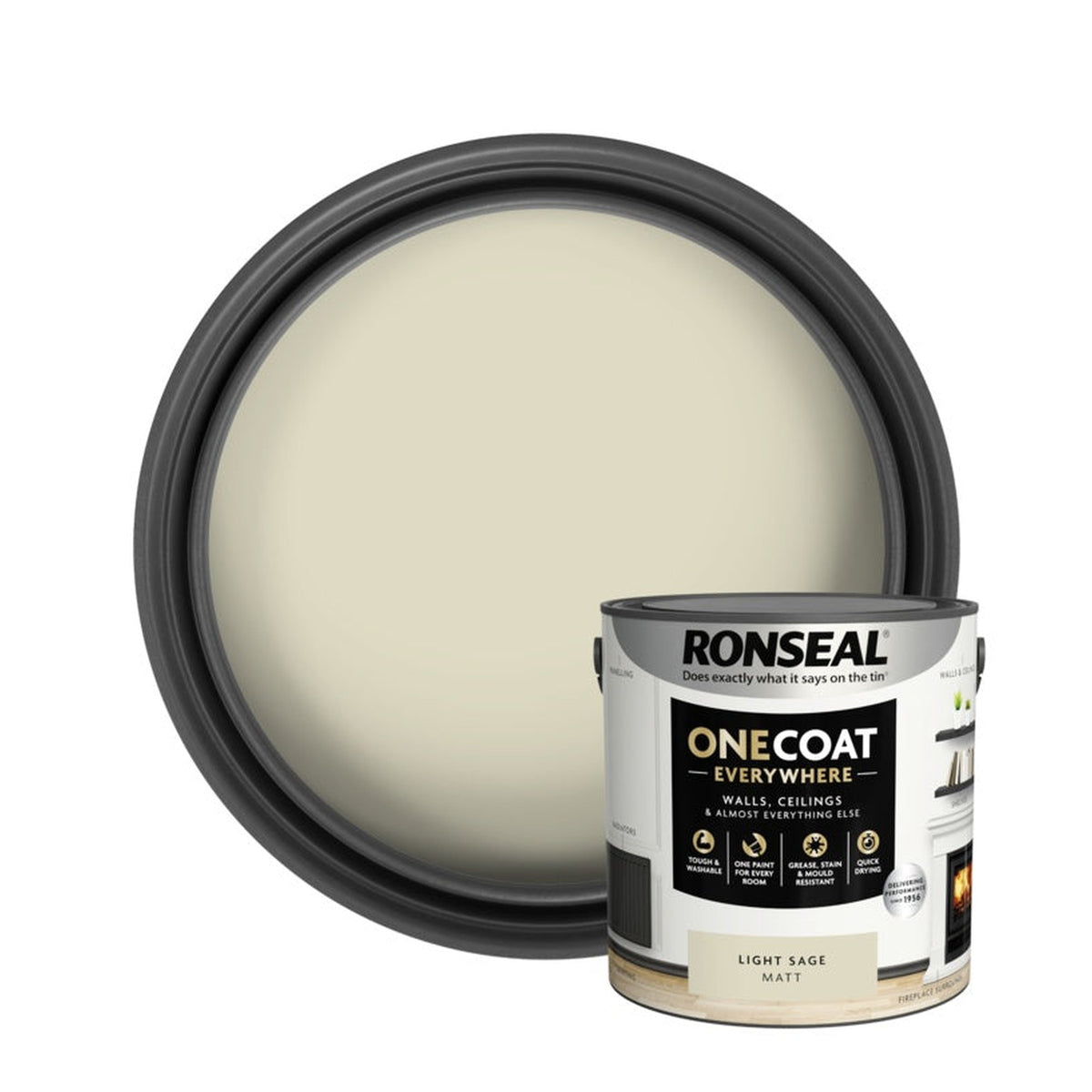 Ronseal One Coat Everywhere Matt Paint 2.5L tin in Light Sage
