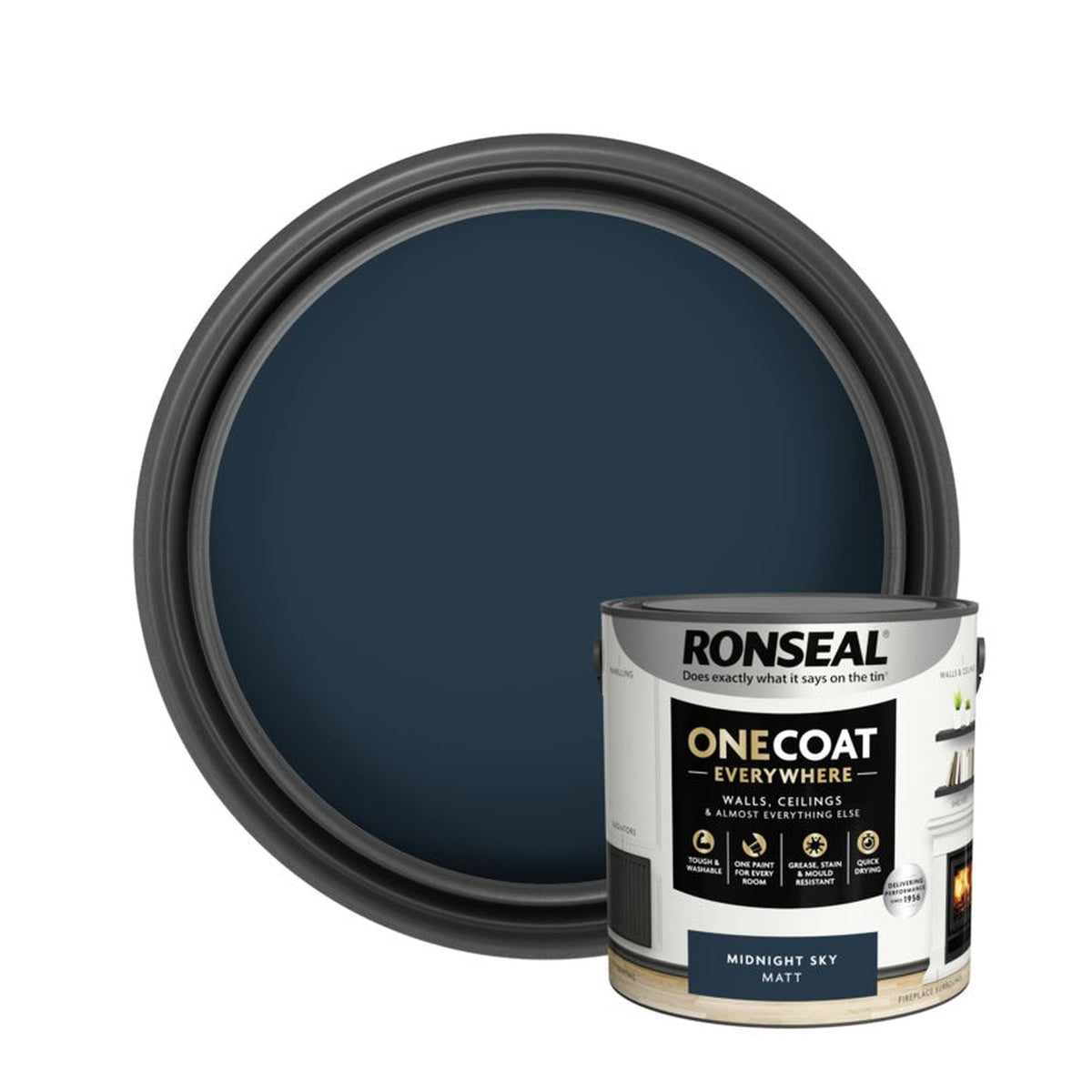 Ronseal One Coat Everywhere Matt Paint 2.5L tin in Midnight Sky