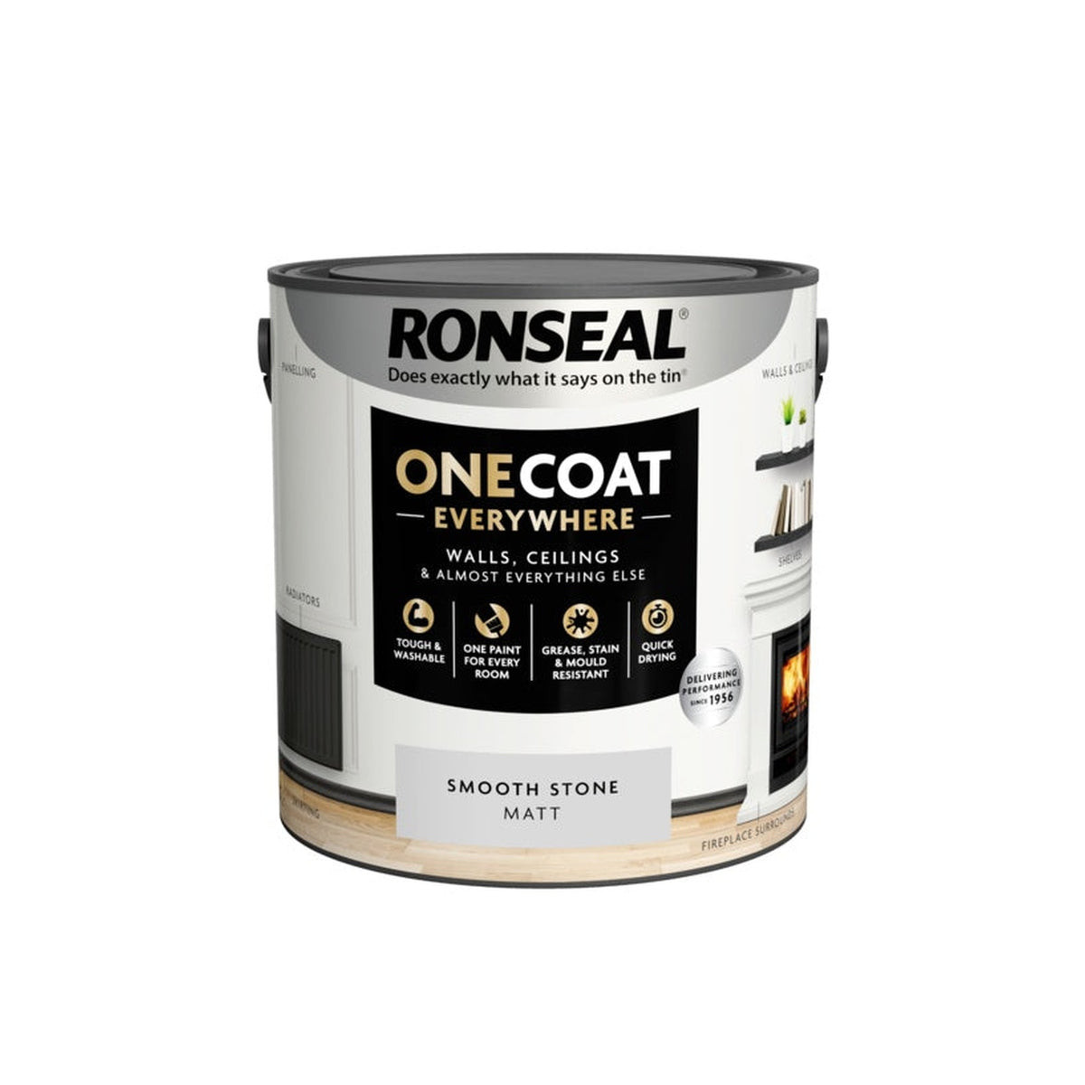 Ronseal One Coat Everywhere Matt Paint 2.5L tin in Smooth Stone, view 4