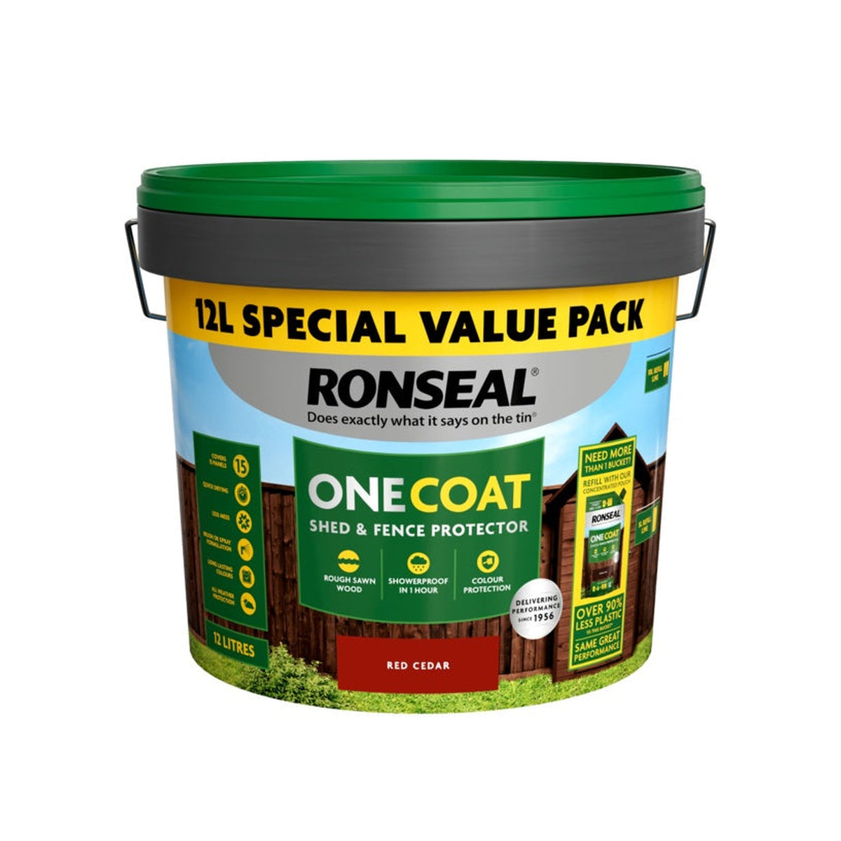 Ronseal One Coat Shed & Fence Protector 12L in Red Cedar