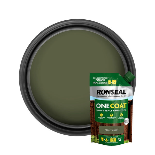 Ronseal One Coat Shed & Fence refill pouch 950ml in Forest Green