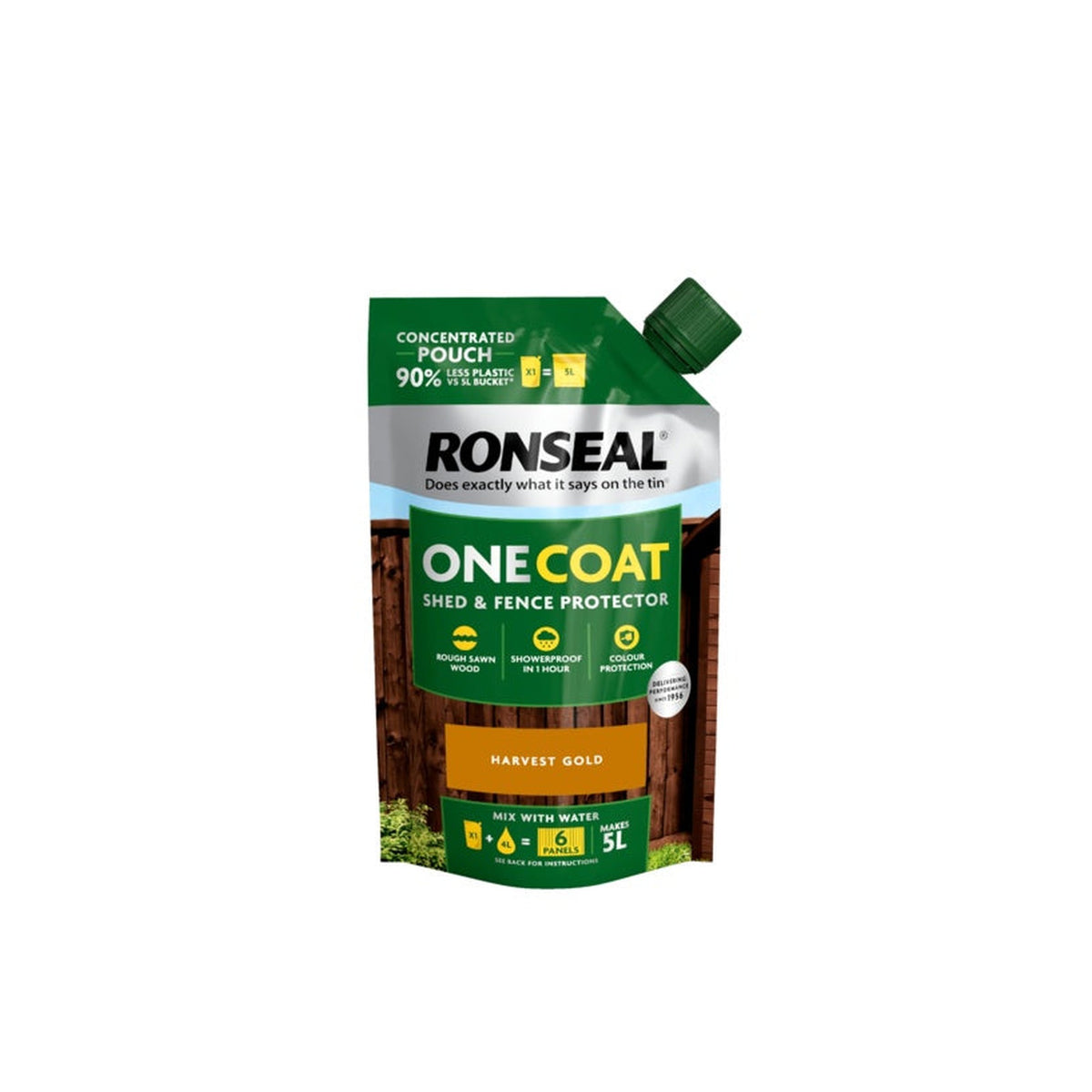 Ronseal One Coat Shed & Fence refill pouch 950ml in Harvest Gold, view 3