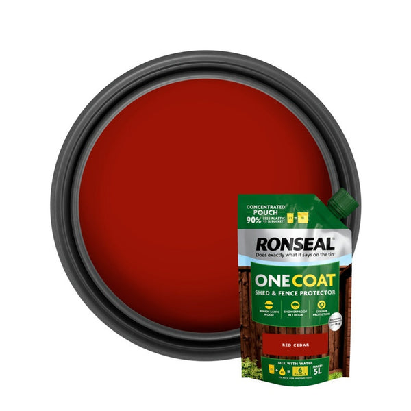 Ronseal One Coat Shed & Fence refill pouch 950ml in Red Cedar