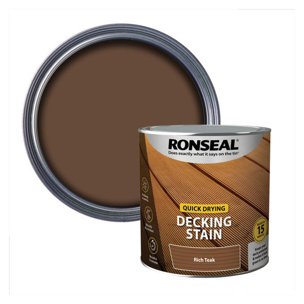 Ronseal Quick Drying Decking Stain 2.5L tin in Rich Teak
