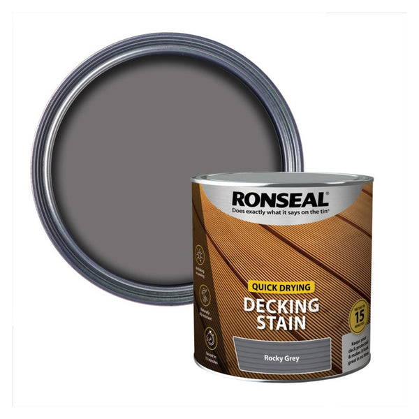 Ronseal Quick Drying Decking Stain 2.5L tin in Rocky Grey