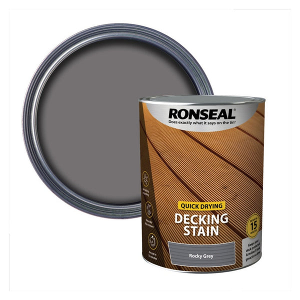 Ronseal Quick Drying Decking Stain 5L in Rocky Grey