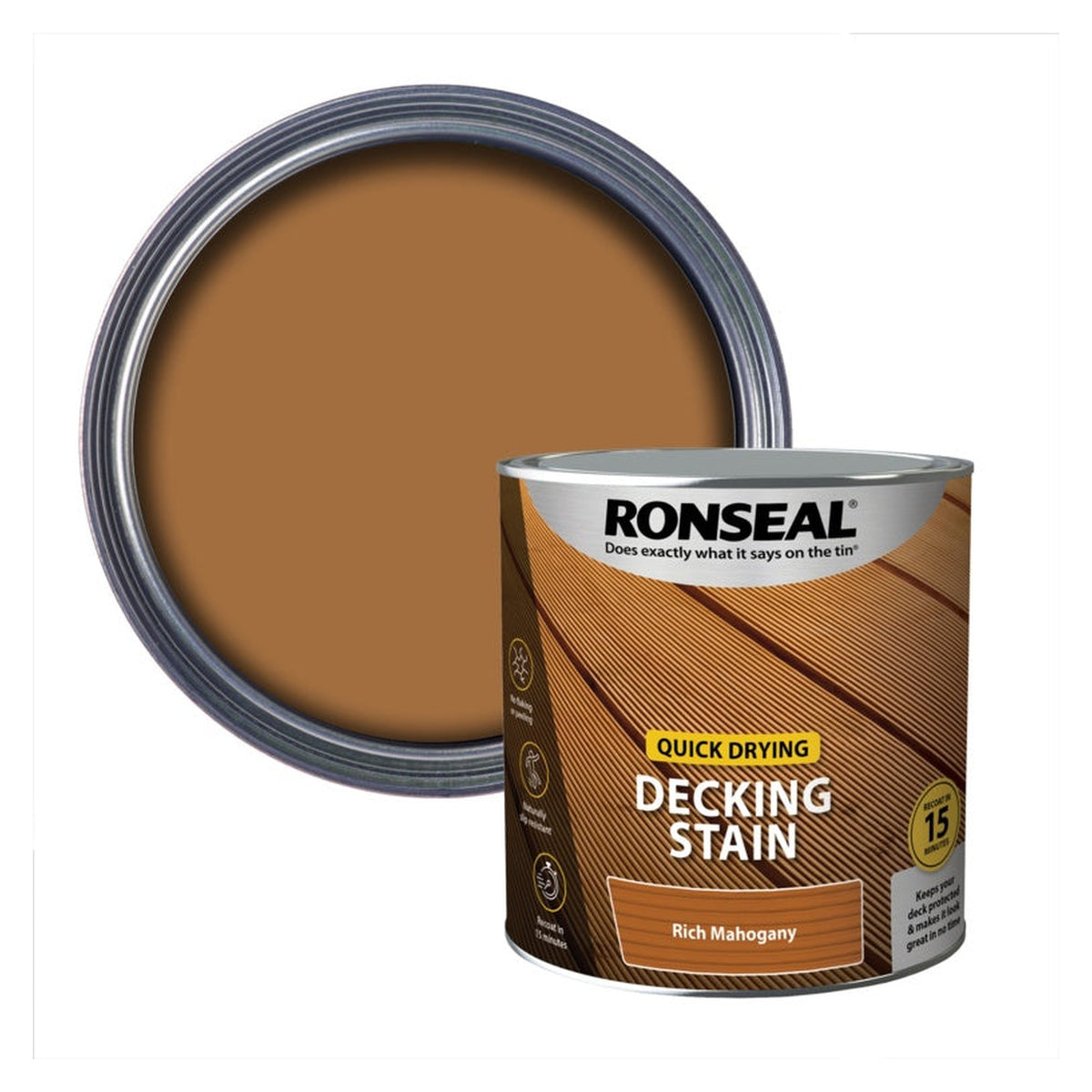 Ronseal Quick Drying Decking Stain Rich Mahogany 2.5L tin