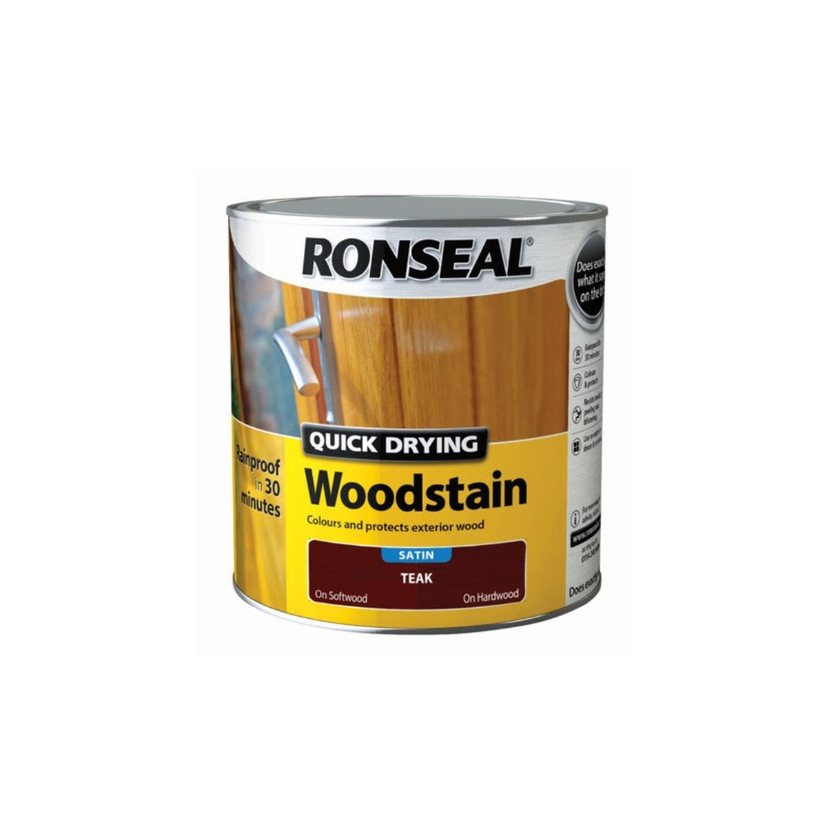 Ronseal Quick Drying Woodstain Satin 2.5L tin in Teak, view 2