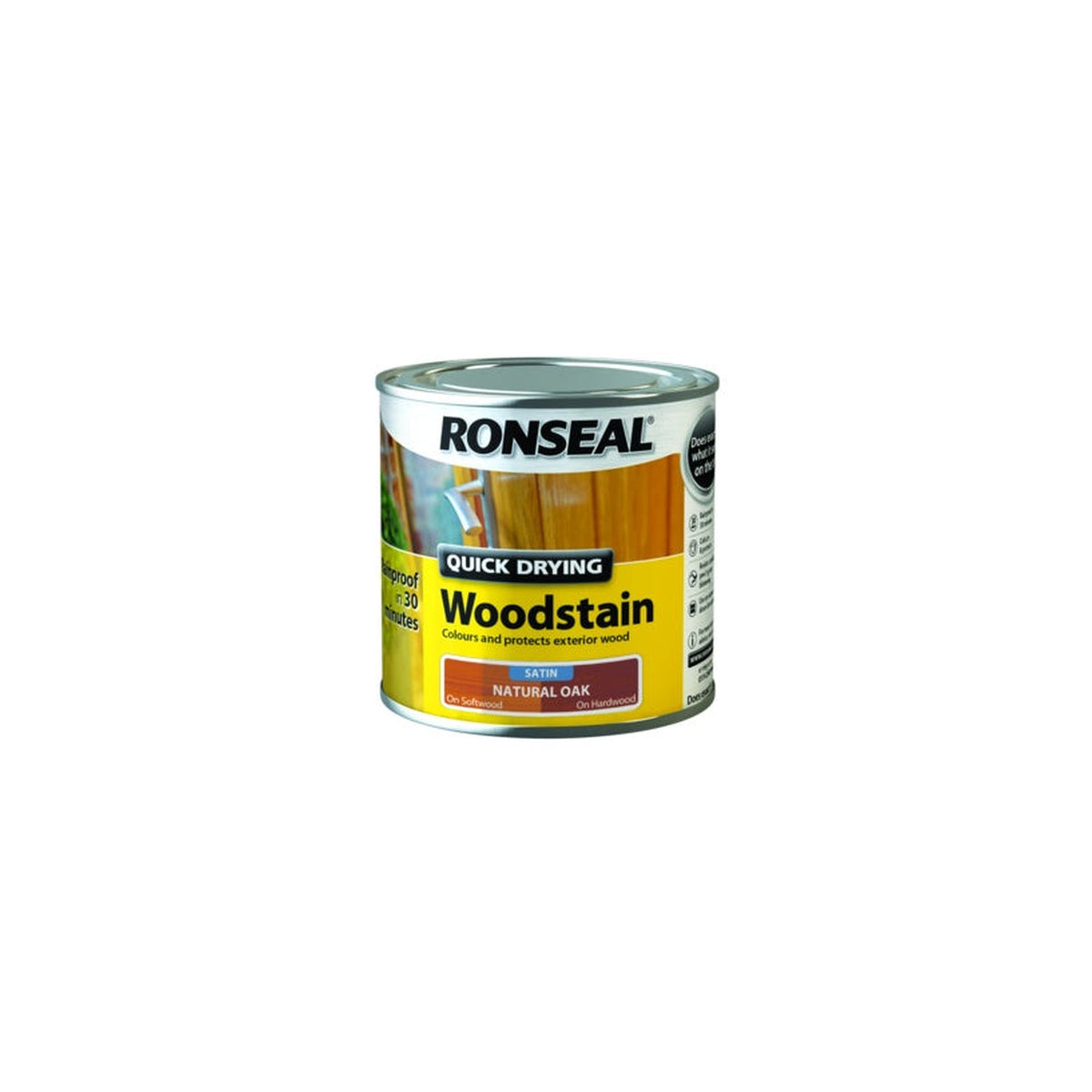 Ronseal Quick Drying Woodstain Satin Natural Oak 250ml, view 3