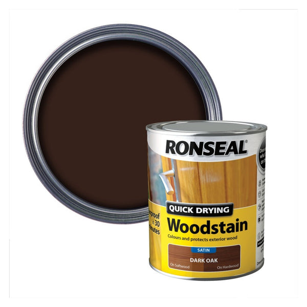 Ronseal Quick Drying Woodstain Satin 750ml in Dark Oak