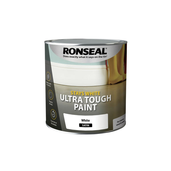 Ronseal Stays White Ultra Tough Paint White Matt 750ml tin