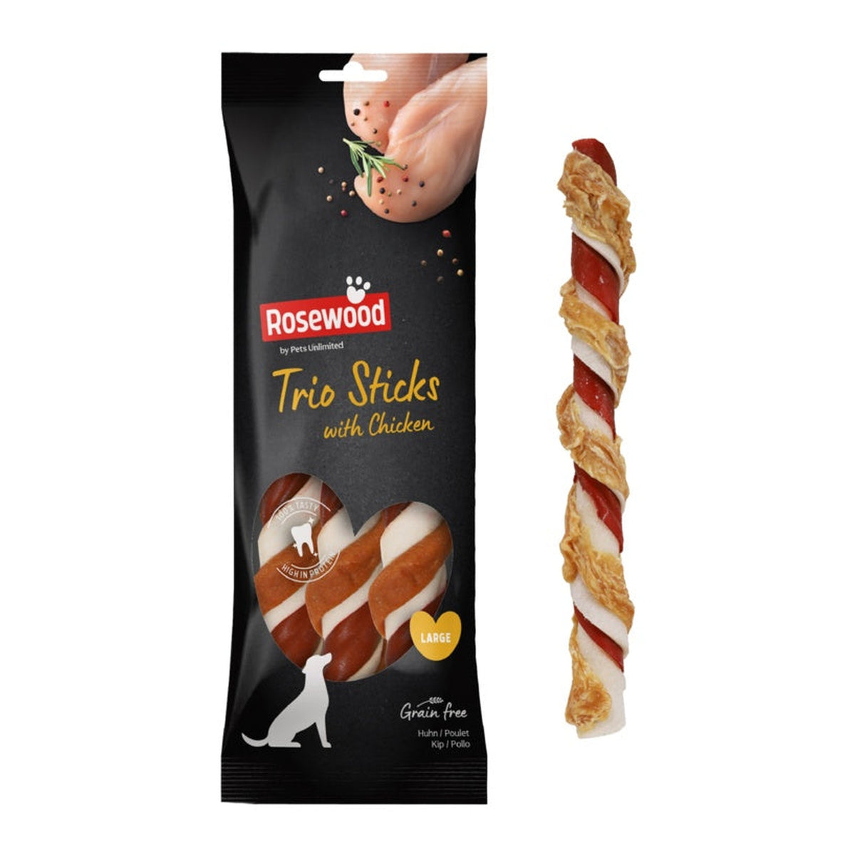 Rosewood Trio sticks with chicken dog treats, view 9