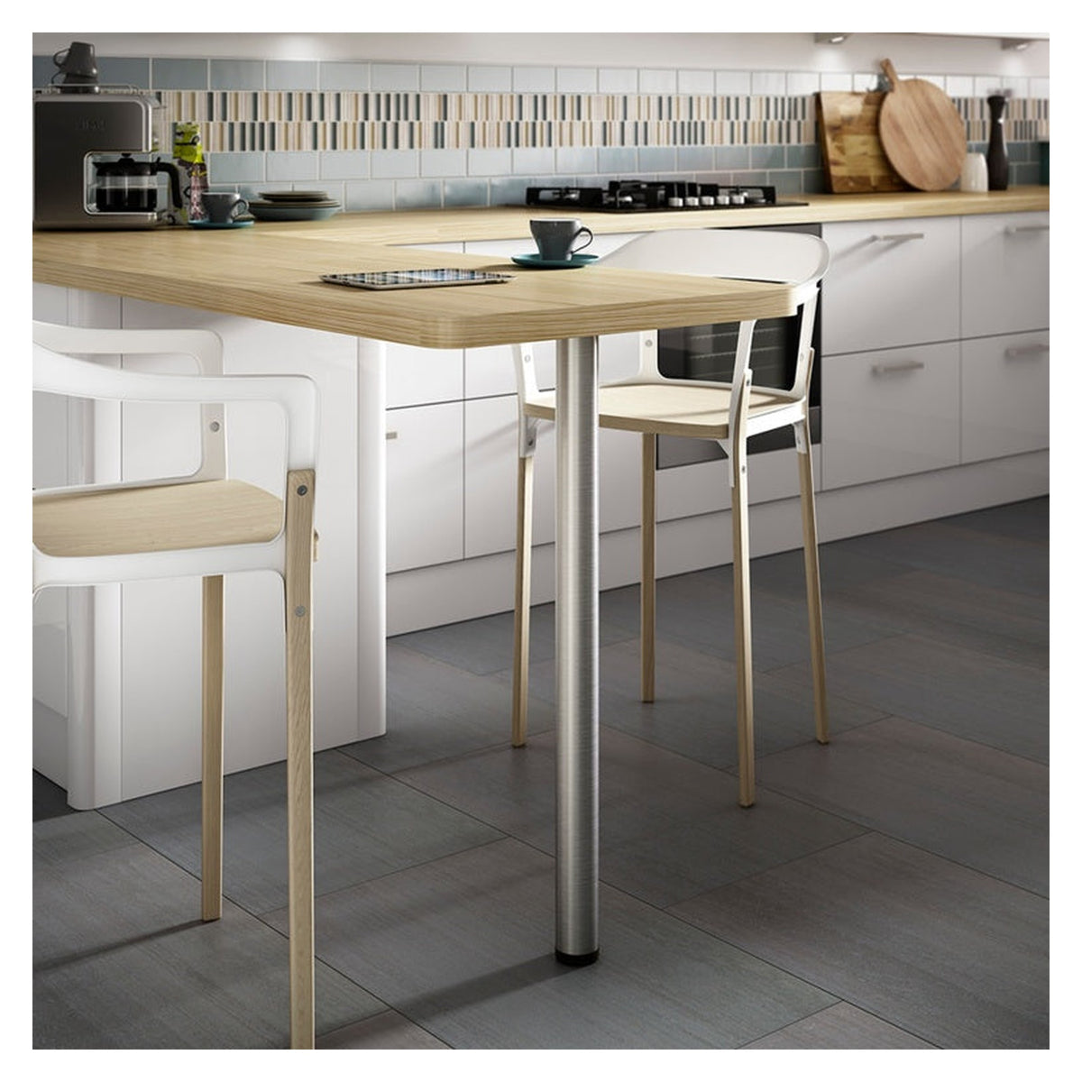 Rothley brushed finish worktop leg 870mm, view 2