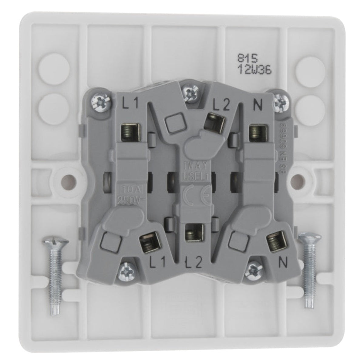 Round Edge Triple Pole Fan Isolator - White, view 2