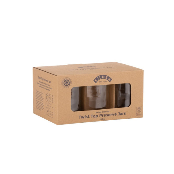 Round Twist Top Jars Set 6 - 370ml