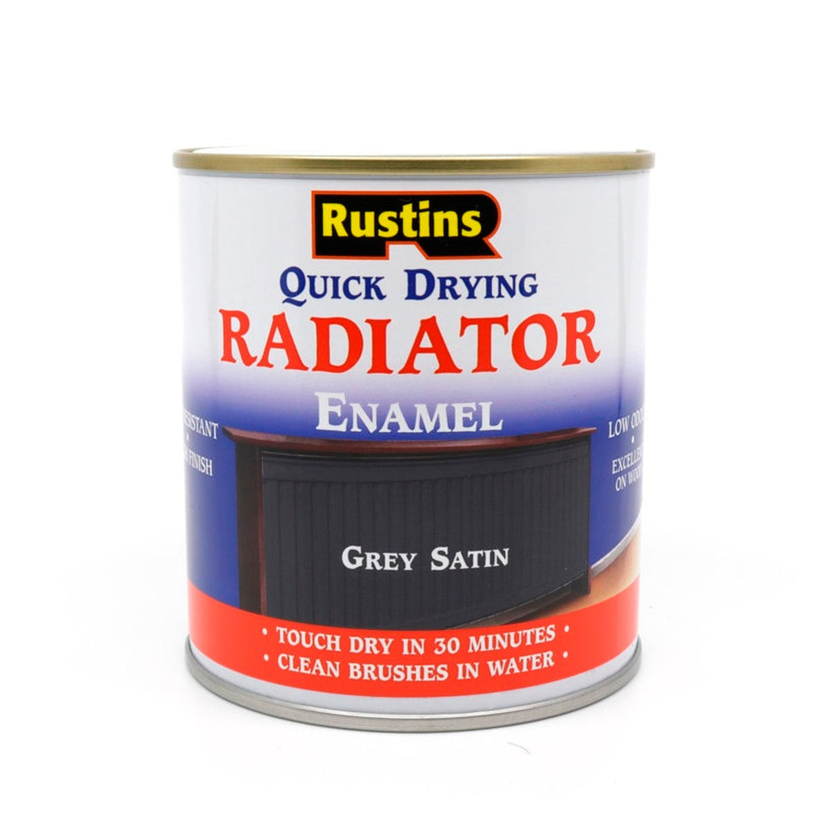 Rustins Grey Satin Radiator Paint Enamel 500ml tin